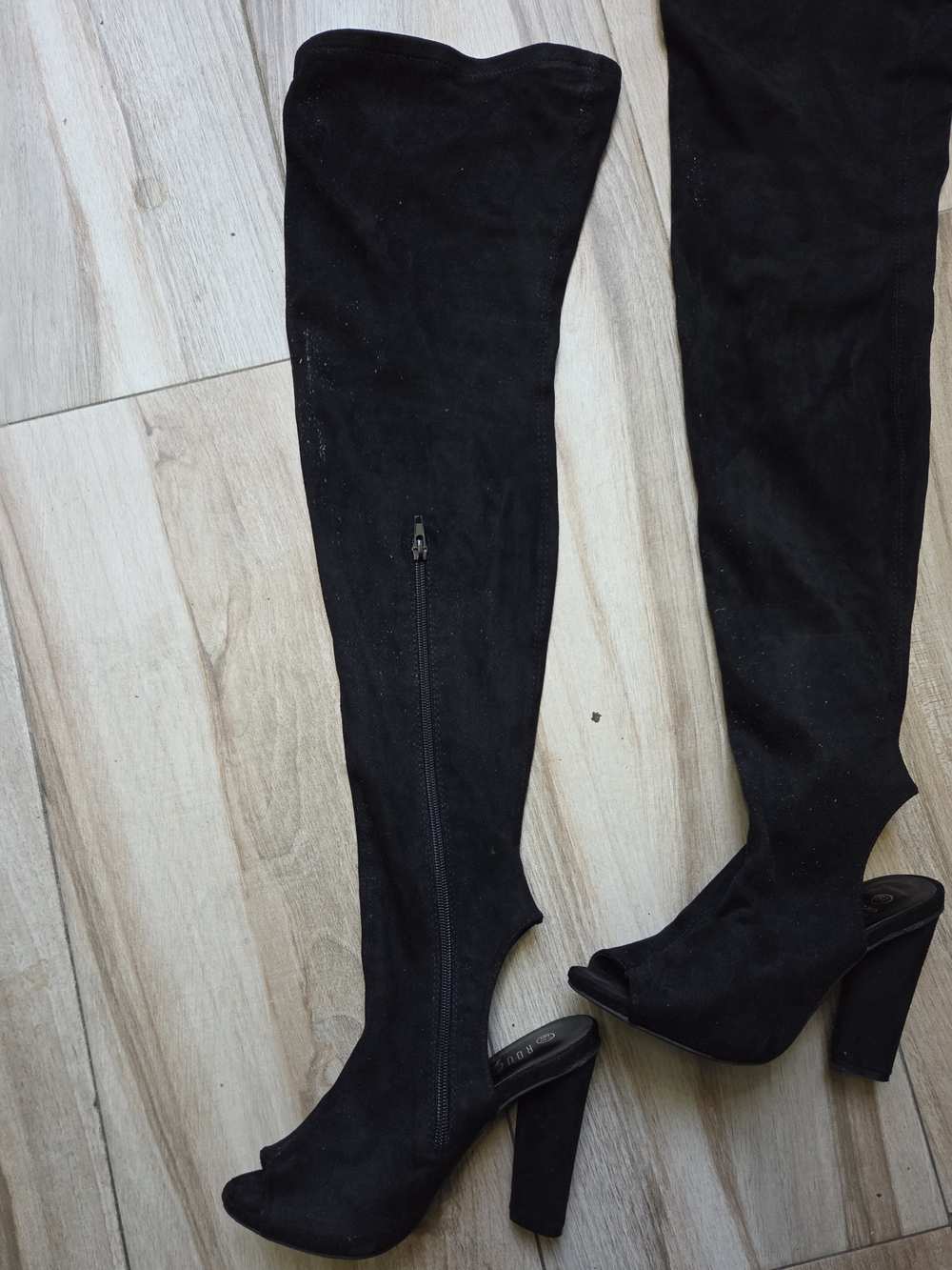 Rouge Helium Over-the-Knee Peep-Toe Block Heel Boots